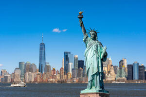 Estátua da liberdade e cidade de nova iorque