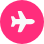 Icone de avião em branco com fundo redondo em rosa