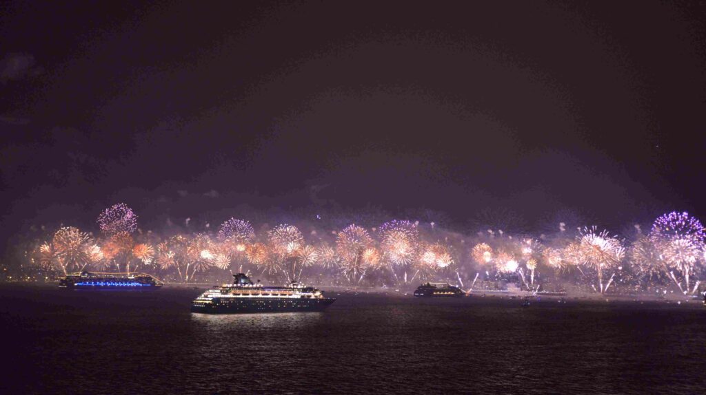 fogos na orla de Copacabana