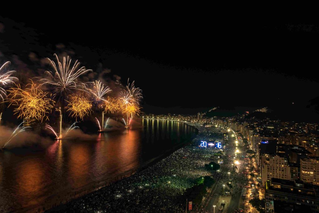 Fmagem aérea do palco do Réveillon de Copacabana